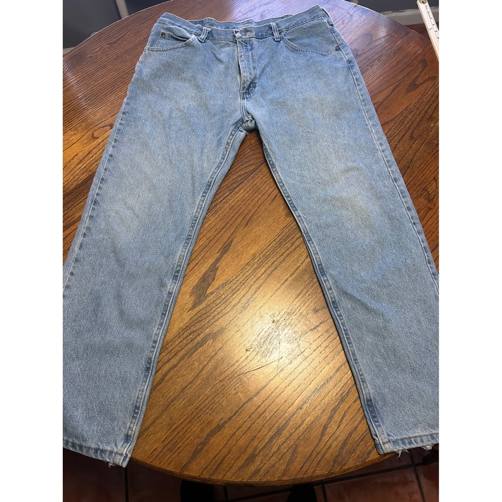 Wrangler Mens Regular Five‎ Pocket Light Wash Blue Denim Jeans 36x30 10G9651SL